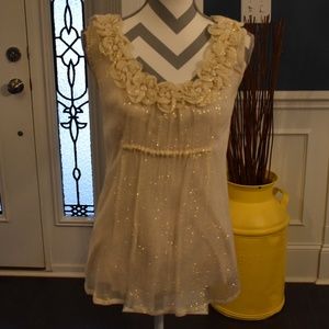 Anthropologie Baraschi Cream and Gold Top